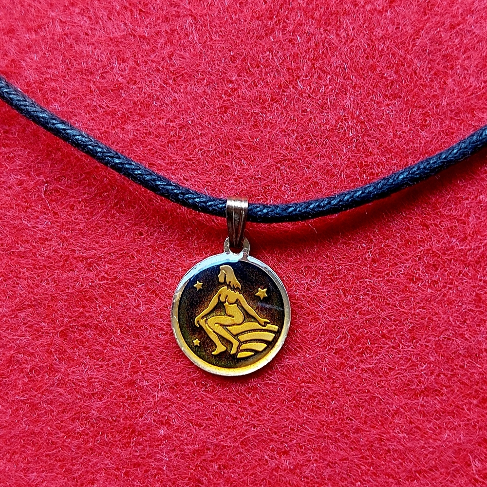 Vintage Pendant Small Necklace Zodiac Virgo ♍️ Symbol Lucky Charm